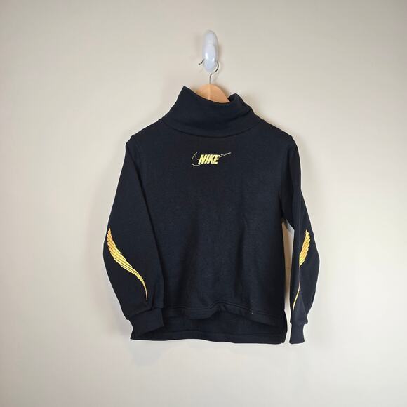 Nike Funnel Neck Sweatshirt Size M Kids Long Sleeve Club Fleece Pullover Black - Picture 1 of 5